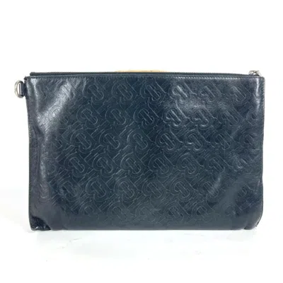 Pre-owned Burberry Black Leather Clutch Bag Pouch ()