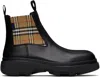 Burberry Chunky Sole Ankle Boots With Checkered Pattern In Black