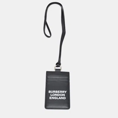 Pre-owned Burberry Black Leather Elmer Lanyard Card Holder