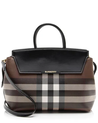 Pre-owned Burberry Black Leather Exaggerated Check Catherine Medium Satchel (authentic  Pre-loved)
