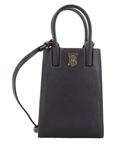 Burberry Black Leather Frances Tote Micro (authentic Pre-loved) In Gray
