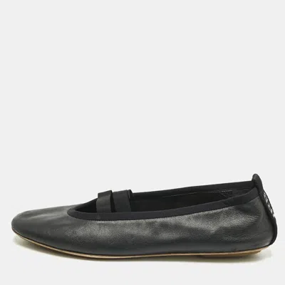 Pre-owned Burberry Black Leather Grace Ballet Flats Size 39