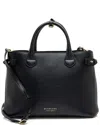 Burberry Black Leather House Check Banner Medium Tote (authentic Pre-loved) In Black