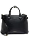Burberry Black Leather House Check Banner Medium Tote (authentic Pre-loved) In Black