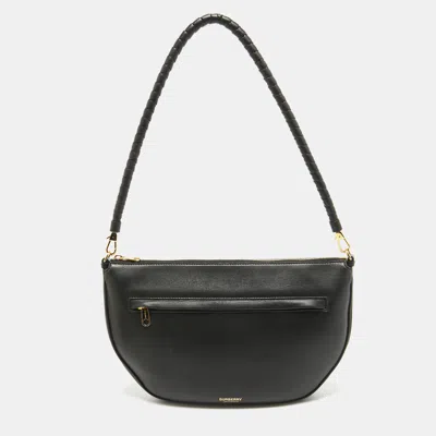 Pre-owned Burberry Black Leather Large Olympia Shoulder Bag
