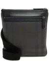 Burberry Black Leather London Check Beckley Messenger (authentic Pre-loved) In Black