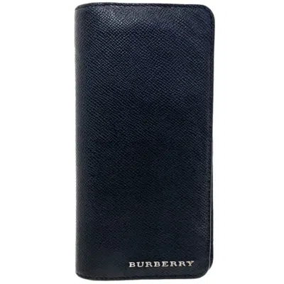 Pre-owned Burberry Black Leather Long Wallet (bi-fold) ()