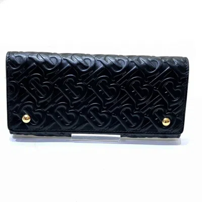 Pre-owned Burberry Black Leather Long Wallet (bi-fold) ()