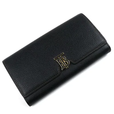 Pre-owned Burberry Black Leather Long Wallet (bi-fold) ()