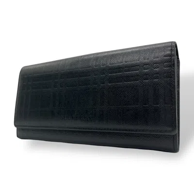 Pre-owned Burberry Black Leather Long Wallet (bi-fold) ()