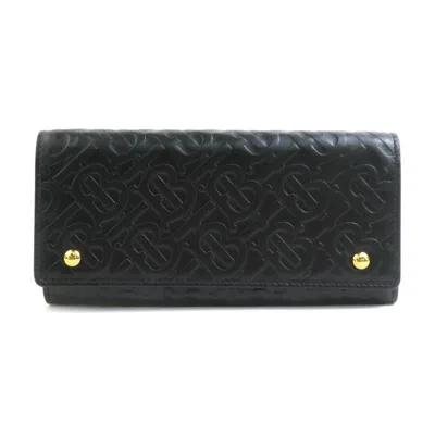 Pre-owned Burberry Black Leather Long Wallet (bi-fold) ()