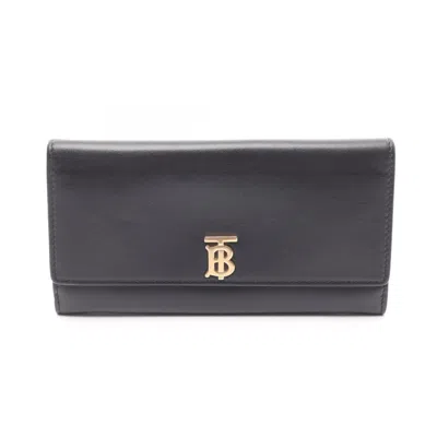 Pre-owned Burberry Black Leather Long Wallet (bi-fold) ()