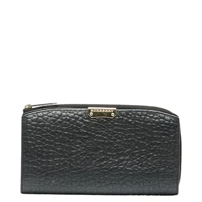 Pre-owned Burberry Black Leather Long Wallet (bi-fold) ()