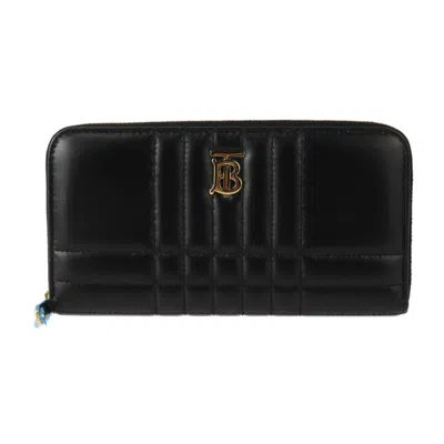 Pre-owned Burberry Black Leather Long Wallet (bi-fold) ()
