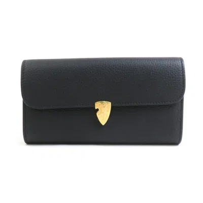 Pre-owned Burberry Black Leather Long Wallet (bi-fold) ()