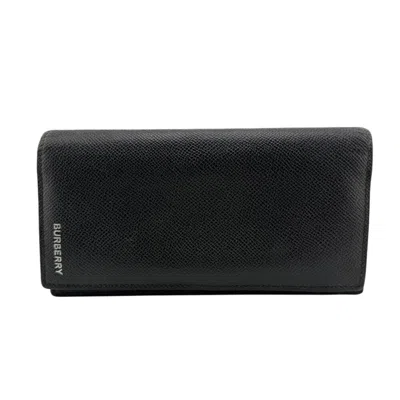 Pre-owned Burberry Black Leather Long Wallet (bi-fold) ()