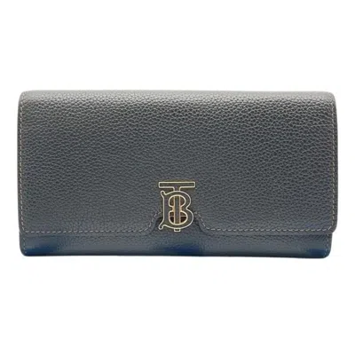Pre-owned Burberry Black Leather Long Wallet (bi-fold) ()