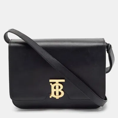 Pre-owned Burberry Black Leather Medium Tb Shoulder Bag