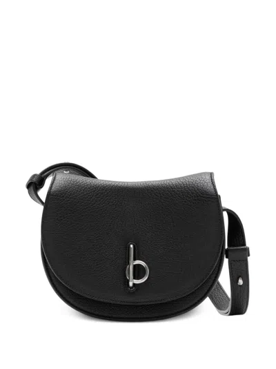 Burberry Black Leather Mini Rocking Horse Shoulder Bag In Blue