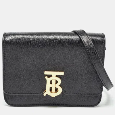 Pre-owned Burberry Black Leather Mini Tb Shoulder Bag