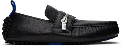 BURBERRY BLACK LEATHER MOTOR LOW LOAFERS