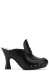 Burberry Leather Mules With Curved Heel And Studded Trim In Black