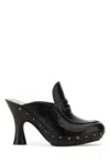 Burberry Leather Mules With Curved Heel And Studded Trim In Black