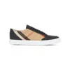 Burberry Check Leather Sneakers In Neutral