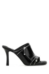 Burberry Glossy Leather Peep Mules