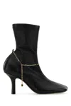 Burberry Leather Ankle Boots Chain Detail In Black