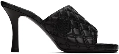 Burberry Quilted Leather Open Toe Mules 9cm In Black