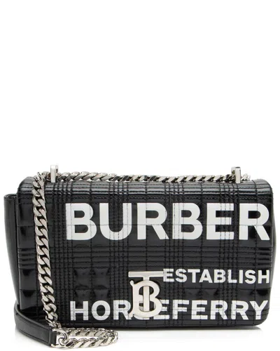Pre-owned Burberry Black Leather Quilted Horseferry Tb Shoulder Bag (authentic Pre-loved)
