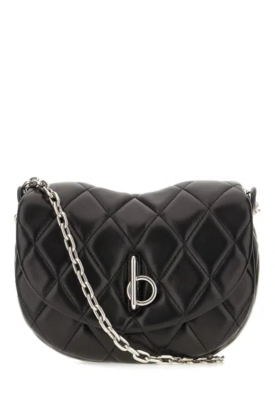 Burberry Black Leather Rocking Horse Shoulder Bag In Black/palladium
