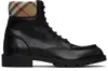Burberry Leather Ankle Boots Round Toe In Black