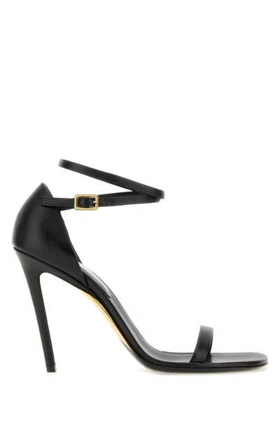 BURBERRY BLACK LEATHER SANDALS