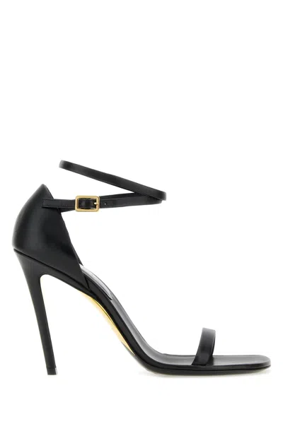 BURBERRY BLACK LEATHER SANDALS