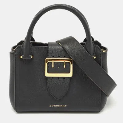 Pre-owned Burberry Black Leather Small Buckle Tote