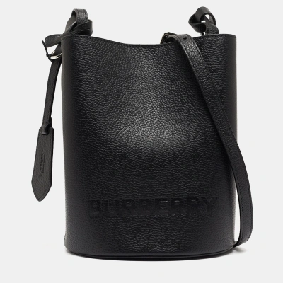 Pre-owned Burberry Black Leather Small Lorne Bucket Bag