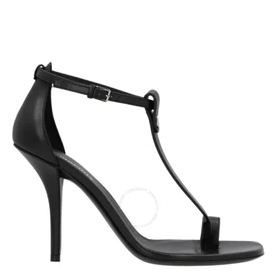 BURBERRY BURBERRY BLACK LEATHER STEFANIE T-STRAP STILETTO SANDALS