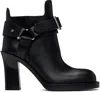 Burberry Buckled 100mm Leather Ankle Boots In Black