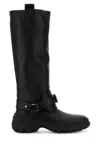 Burberry Elegant Black Leather Stomp Boots For Women