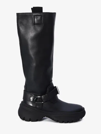 BURBERRY BURBERRY BLACK LEATHER STOMP BOOTS