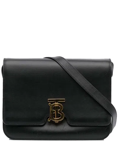 Burberry Black Leather Tb Crossbody (authentic Pre-loved)