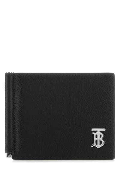 Burberry Black Leather Tb Wallet