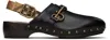 Burberry Leather Trunk Strap Clogs In Black