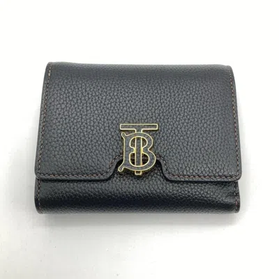 Pre-owned Burberry Black Leather Wallet (tri-fold) ()