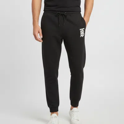 Pre-owned Burberry Black Logo Appliqué Cotton Knit Joggers M