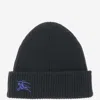 Burberry Black Beanie With Embroidered Ekd Logo On The Front In Cashmere In Black