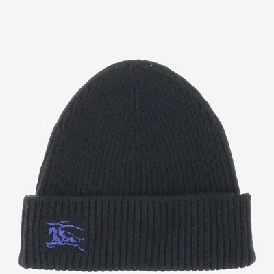 BURBERRY BLACK LOGO BEANIE HAT