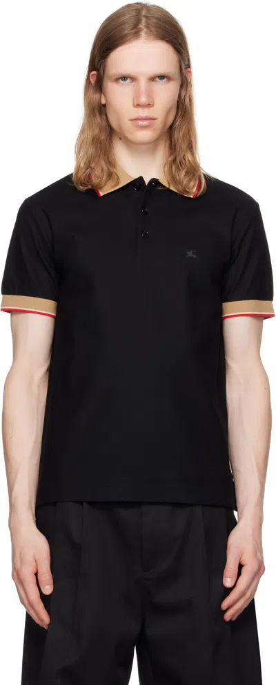 Burberry Black Logo Collar Cotton Polo